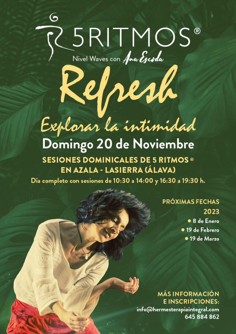 cartel-5ritmos-azala-20-nov-2022 Refresh. Sesiones dominicales de 5 RITMOS® en Azala - Lasierra (Álava) - 20 nov.
