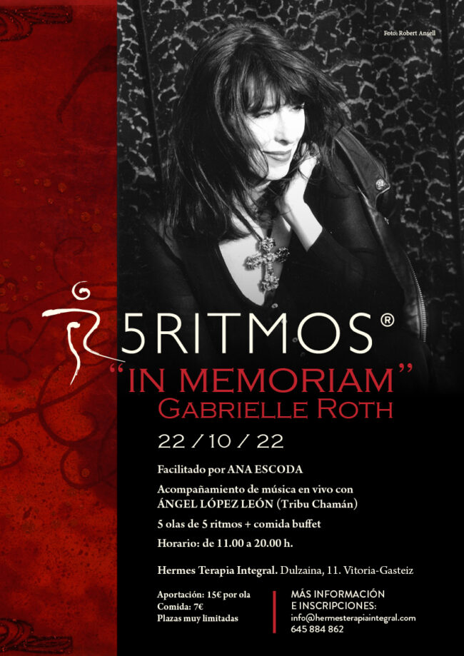 cartel-in-memorian-gabrielle-roth-22-oct-2022 Celebración "In Memorian" Gabrielle Roth. 5 Ritmos. Vitoria-Gasteiz