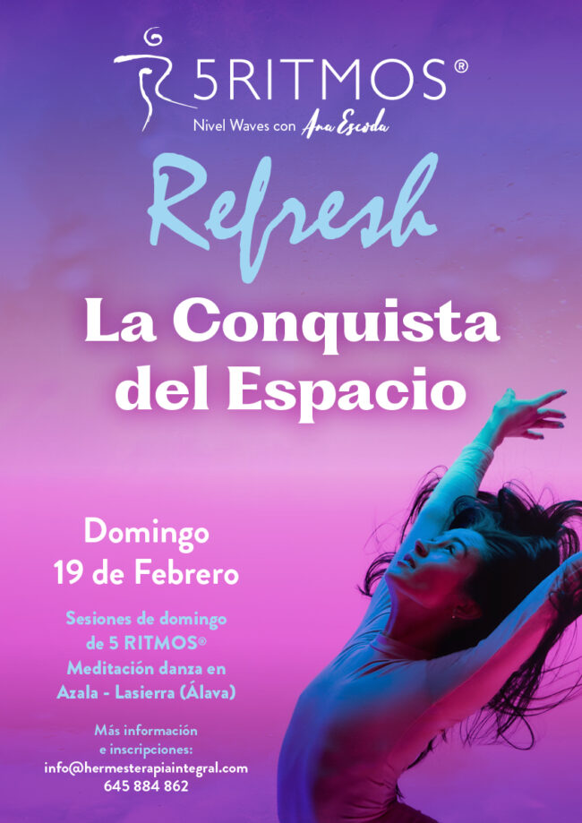 cartel-5ritmos-azala-19-febrero-2022 Refresh. 5 RITMOS® «La Conquista del Espacio». 19 febrero en Azala – Lasierra (Álava)
